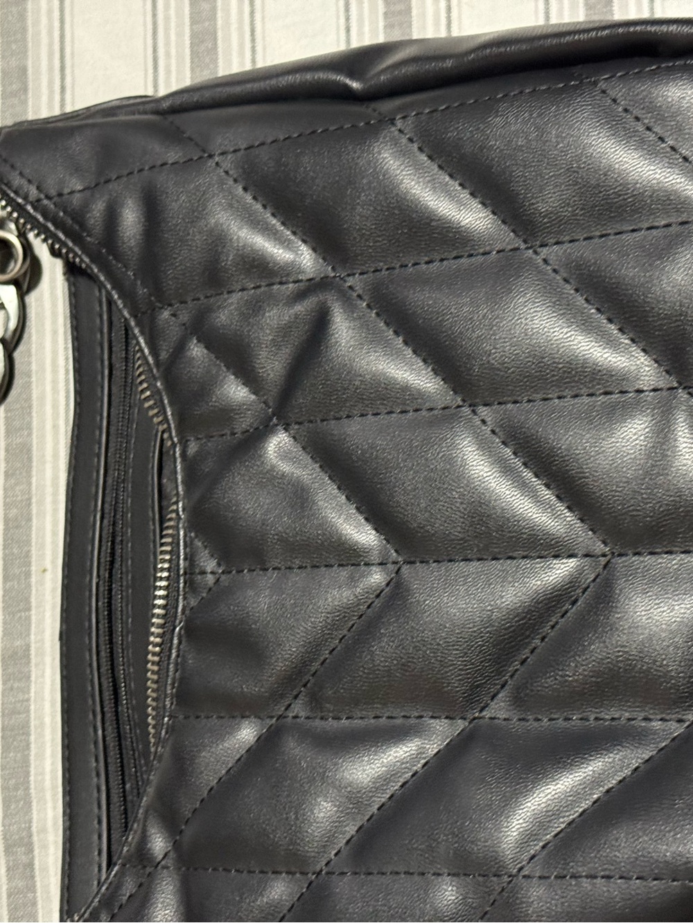 Steve Madden Black Quilted Leather Messenger Bag